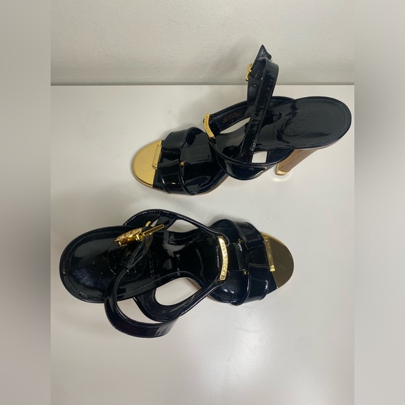 TORY BURCH Logo Patemt Heeled Slingback Sandals - Picture 13 of 15